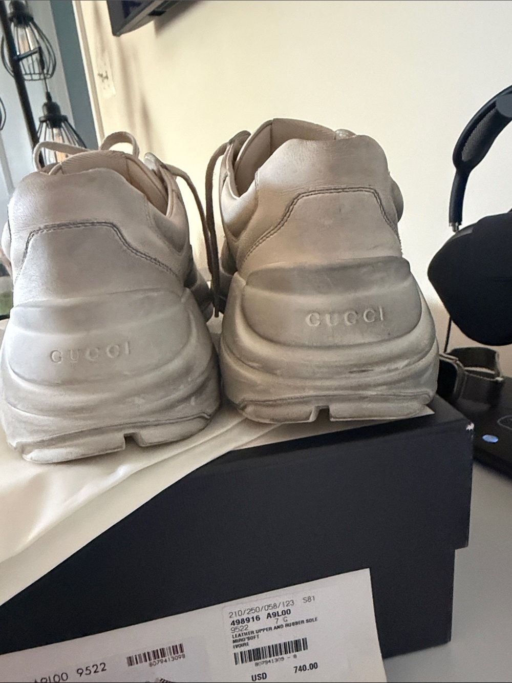 Gucci Men's Off-White/Taupe Chunky Runner Sneakers - Picture 5 of 9